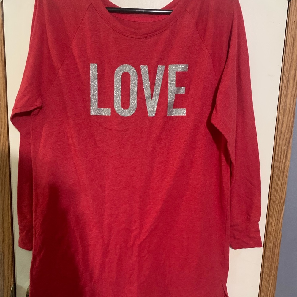 Victoria’s Secret LOVE Red GLITTERY Sleepshirt  Gown Women's small